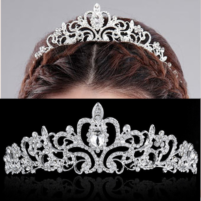 OEM Bride silver women rhinestone crystal wedding round bridal tiaras crown