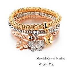 Ins Amazon Cheap Jewelry Gold plated Chain Layer Rhinestone Bangle popcorn bracelet for Women
