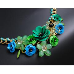 amazon fashion popular Gemstone women floral statement Exaggerated Short Clavicle flower jewelry choker necklace