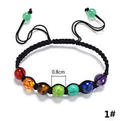 Amazon hot sale women men chakra seven colorful Buddha beads charm weaves adjustable beaded bracelets