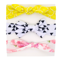 Wholesale cute elastic bow knot 3 pieces suit hair band for baby girl hair accessories