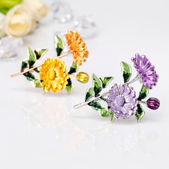 Korean fashion custom jewelry women girls small daisy flower metal brooches