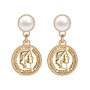 New Design INS Hot Vintage Round Irregular Pearl Baroque Head Coin Earrings New Design INS Hot Vintage Round Irregular Pearl Baroque Head Coin Earrings