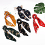 2020 Chiffon Ribbon long bow knot elastic hair scarf scrunchies silk hair ties custom for girls womens 2020 Chiffon Ribbon long bow knot elastic hair scarf scrunchies silk hair ties custom for girls womens