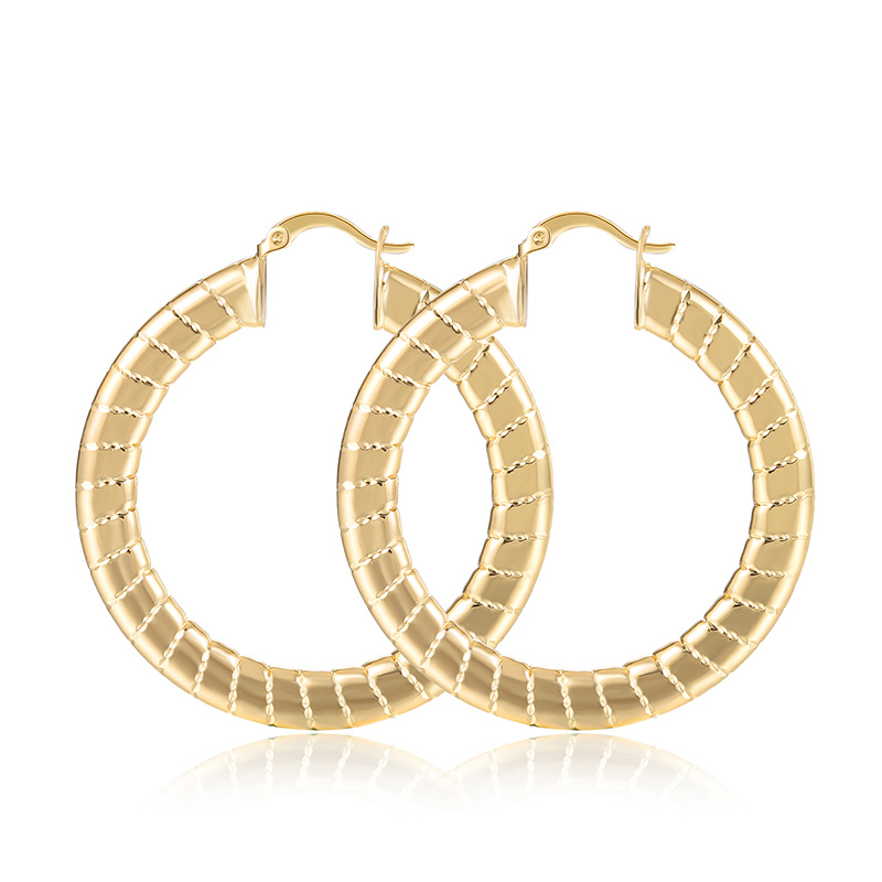 wholesale simple 18K gold plated texture copper ladies fashion earrings wholesale simple 18K gold plated texture copper ladies fashion earrings