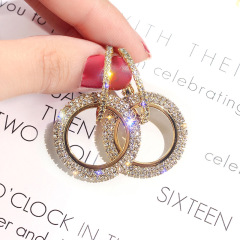 fashion vintage ins jewelry circle multi color 925 silver hanging water drop crystal earring