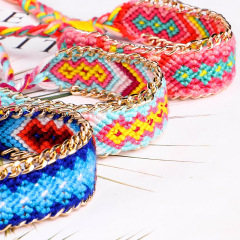 Amazon Selling Beach Bohemia Friendship Chain Colorful Hand Woven Bracelets