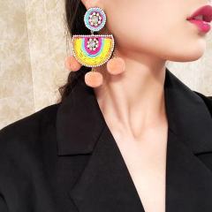 amazon ins Customized fashion trendy lady women girls indian african colorful  Vintage Ethic boho jewelry earring