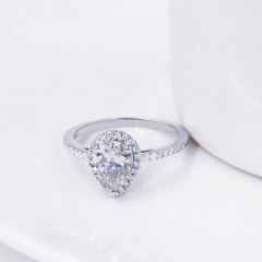 Custom 925 silver 14k 18k rose gold plated diamond engagement pear moissanite ring