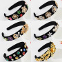 Women Hair Accessories Handmade Woven Crystal Headband Vintage Wide-brimmed Beaded baroque Headband