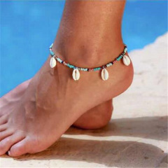 Summer beach simple design jewelry ankle bracelet seed bead shell anklet for women