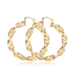 Wholesale fashion copper round hoop 18K gold plated exaggerated earrings Wholesale fashion copper round hoop 18K gold plated exaggerated earrings