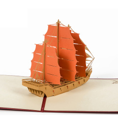 Newest Creative Boat Laser Cut 3d Pop Up Greeting Card For Christmas Gift