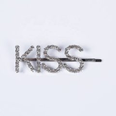 Korean wholesale hair clip popular rhinestone clip hair KISS letter accessories hair girls