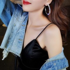 Fashion jewelry simple flash diamond crystal hoop earrings for women