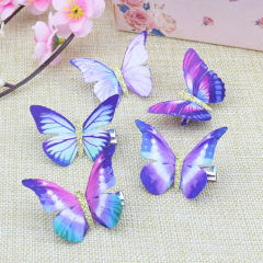 Amazon hot sale cute 5cm cloth baby kids butterfly hair clips for beautiful princess