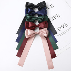 Wholesale Three-layer Satin Fabric Satin Double-sided Spring Clips Long Ribbon Bow Hair Clip