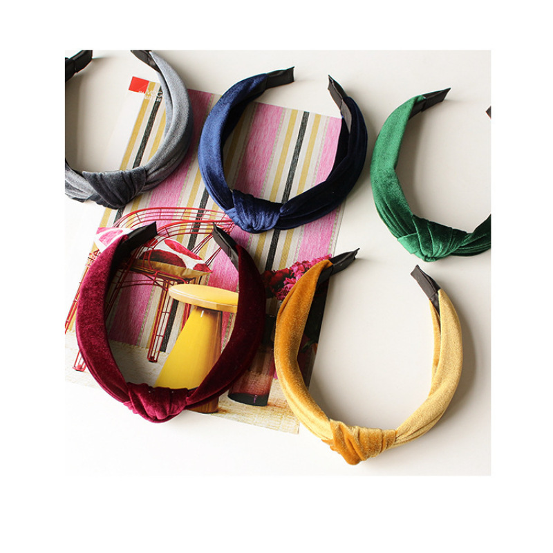 Vintage handmade ladies hair accessories velvet fabric knot headband