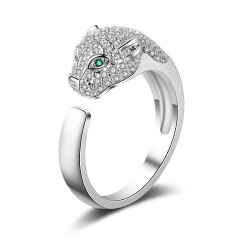 Fashion Personalized Available Micro Pave Full Cubic Zirconia Leopard Head Ring