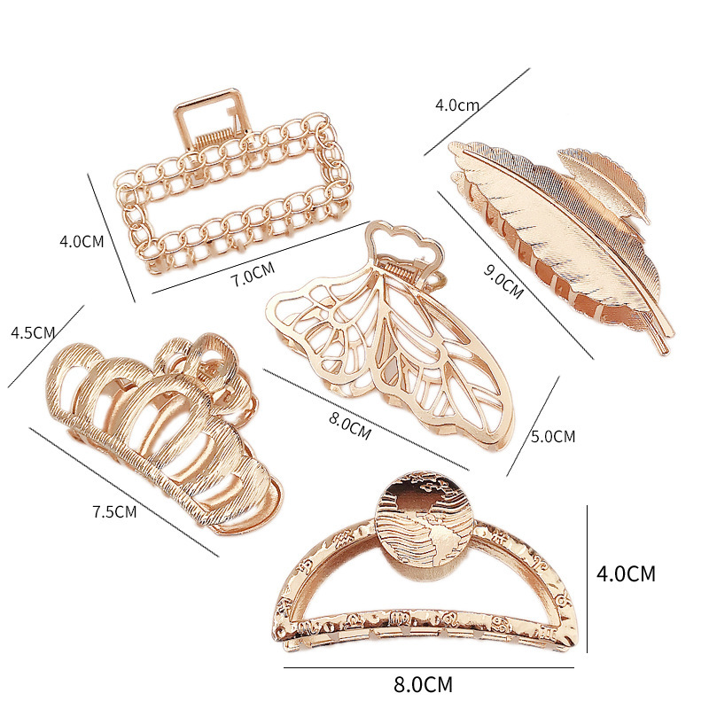 2020 new arrival fashion leaf butterfly crown shape metal hair claw clip