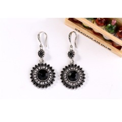 Bohemia wholesale crystal rhinestone alloy sun flower women dangle earrings