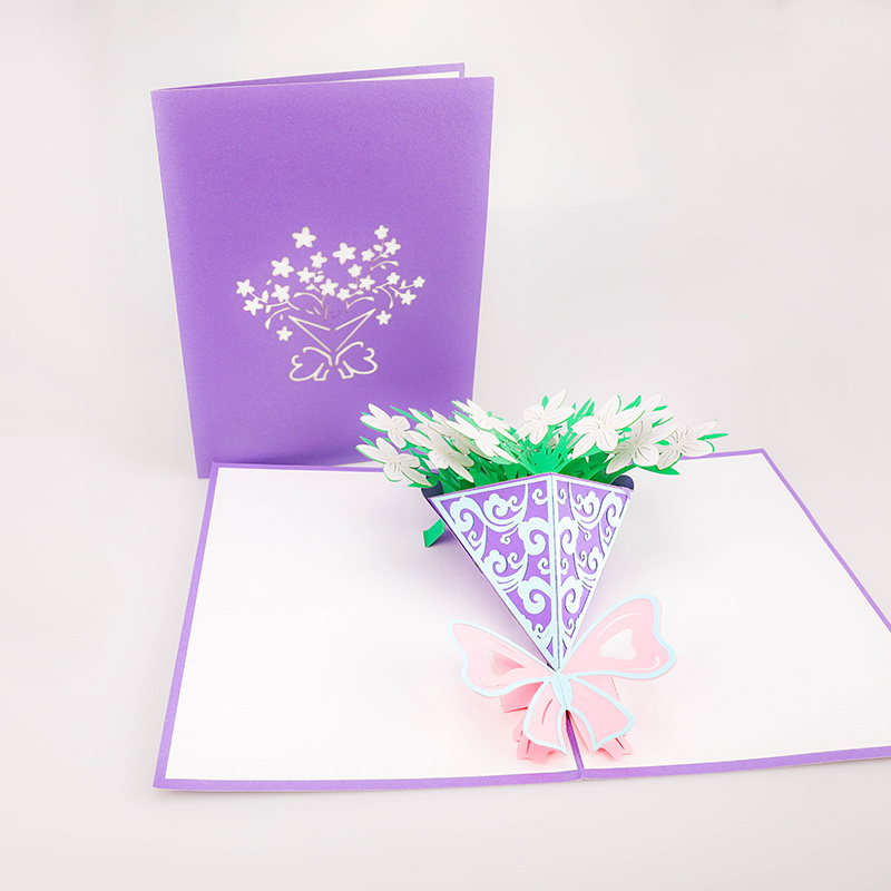 OEM christmas birthday gift laser cut handmade 3d popup christmas cards