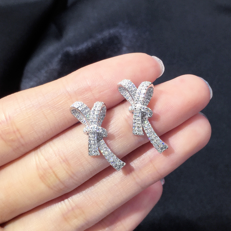 Custom butterfly 925 silver white gold plated moissanite diamond stud earring Custom butterfly 925 silver white gold plated moissanite diamond stud earring