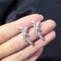Custom butterfly 925 silver white gold plated moissanite diamond stud earring Custom butterfly 925 silver white gold plated moissanite diamond stud earring
