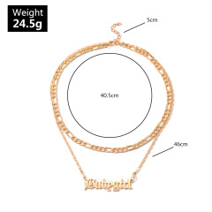 Amazon Sells English Babygirl Letter Personality Double Layer Women Necklaces