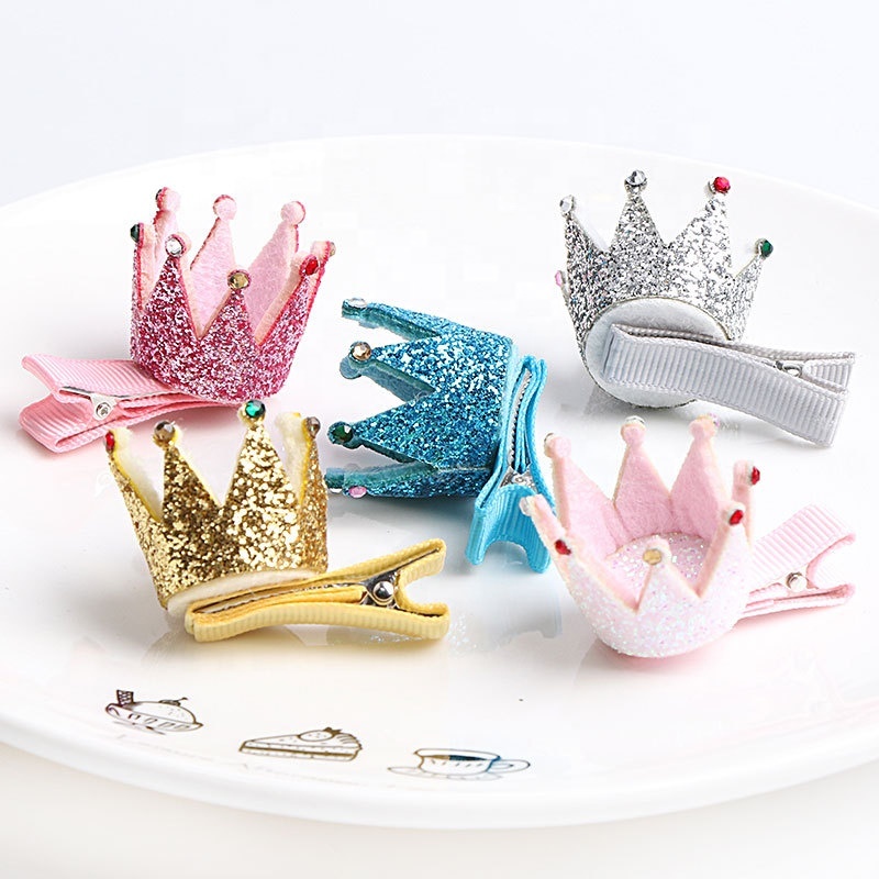 2020 Hot sell new glitter stereo child crown kids hair pin grip for baby girl 2020 Hot sell new glitter stereo child crown kids hair pin grip for baby girl