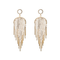 Korean girls fashion night club style bling bling long tassel crystal earrings