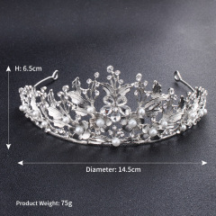 Rhinestone hair accessories round silver hair jewelry birthday girl wedding tiara crowns