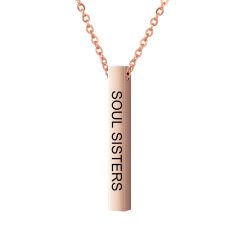 personalized amazon women laser engrave content silver gold vertical stainless steel bar necklace