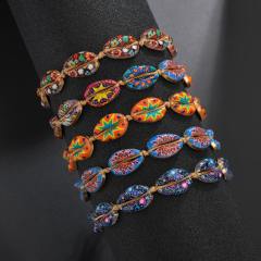 2019 Custom sea shell adjustable rope colorful bead bracelet sets for women 2019 Custom sea shell adjustable rope colorful bead bracelet sets for women