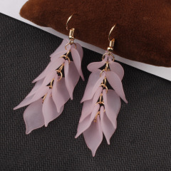 Wholesale fashion girls drop long petal leaves resin earrings for women Wholesale fashion girls drop long petal leaves resin earrings for women