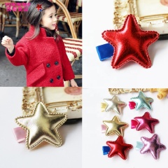 PU star shape fabric decoration gold star hair clip making accessoriesfor little girls PU star shape fabric decoration gold star hair clip making accessoriesfor little girls