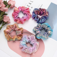 Korean fashion custom colorful gradient elastic hair scrunchies for girls