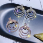 Fashion Exaggerated Geometric Three Circle Crystal Earrings for Beautiful Girls Fashion Exaggerated Geometric Three Circle Crystal Earrings for Beautiful Girls