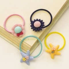 Children's fabric spiral elastic hair tie head rope cartoon flower hair ties kids hair accessory gift set