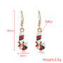 wholesale rhinestone alloy oil drip paint Christmas cane lady women hook earrings