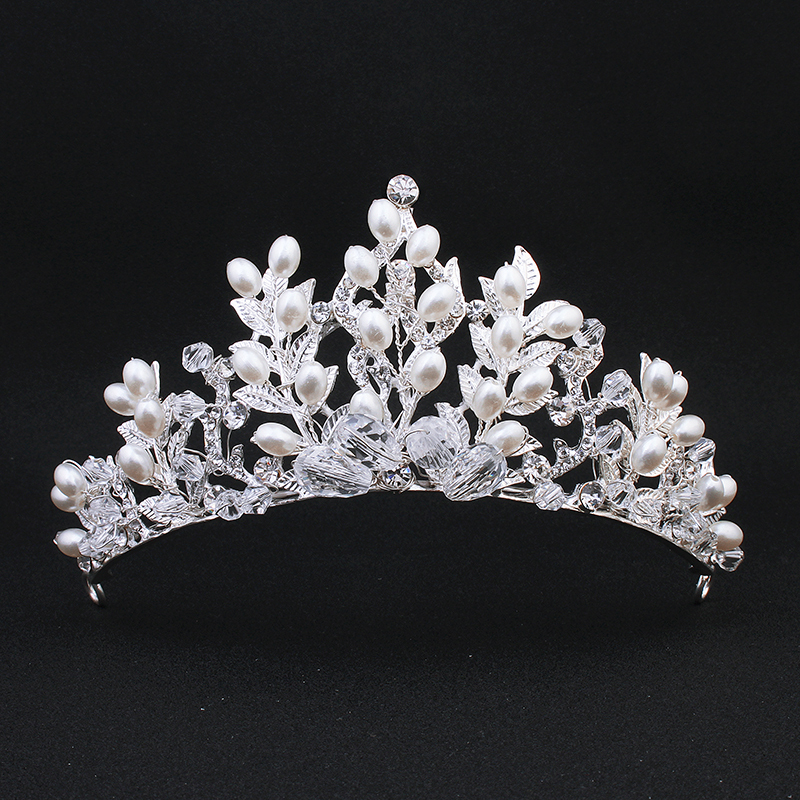 New dsgin silver pearl wedding crystal bridal tiaras and crowns for girls