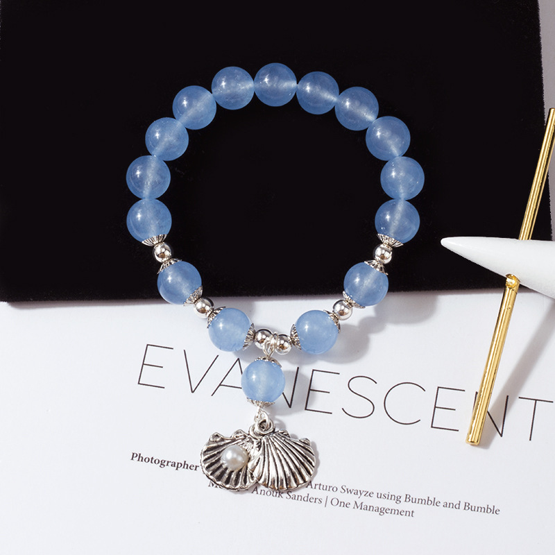 Fashion jewelry alloy shell pearl zircon copper crystal elastic bracelet