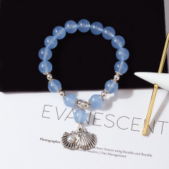 Fashion jewelry alloy shell pearl zircon copper crystal elastic bracelet
