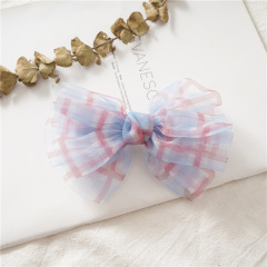 Summer hot sale gauze lattice organza bow hair clips for beautiful girls
