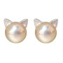 Amazon fancy cat ear 925 sterling silver women statement pearl stud earrings