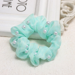 Bulk custom personalized design human girls ladies pearl hair scrunchies