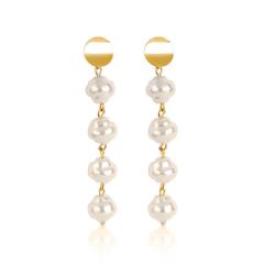 Fashion jewelry women alloy gold plated irregular simulate freshwater pearl earrings