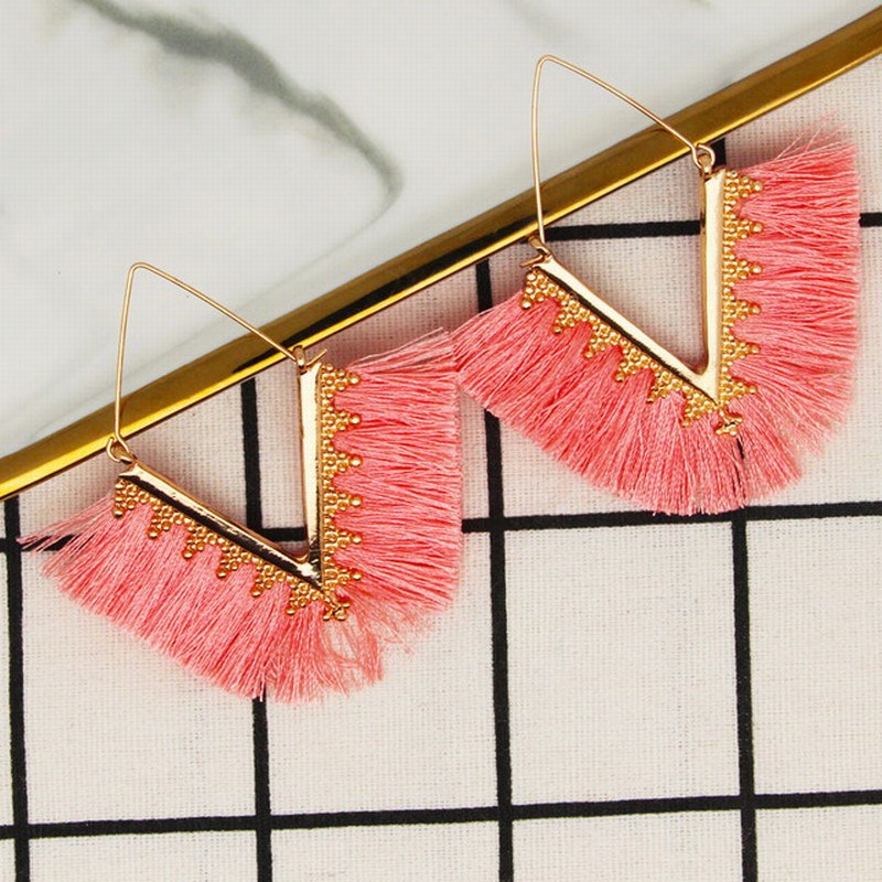 Trendy Vintage BOHO V shape Alloy Pendent Statement Tassel Earrings Jewelry Trendy Vintage BOHO V shape Alloy Pendent Statement Tassel Earrings Jewelry