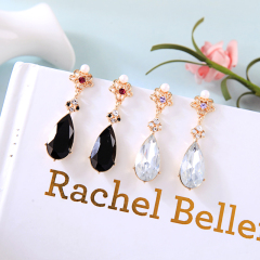 2019 stainless steel silver water drop vintage geometric crystal earrings