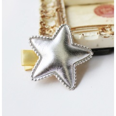 PU star shape fabric decoration gold star hair clip making accessoriesfor little girls